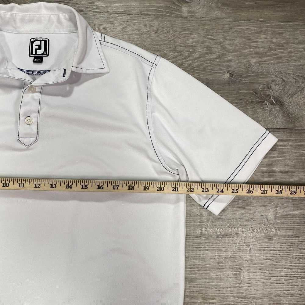 FootJoy Polo Shirt Mens Medium White Athletic Fit Golf Performance‎ Stretch - Picture 4 of 11